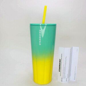 💙 Starbucks Blue & Yellow Puffy SS Tumbler💛